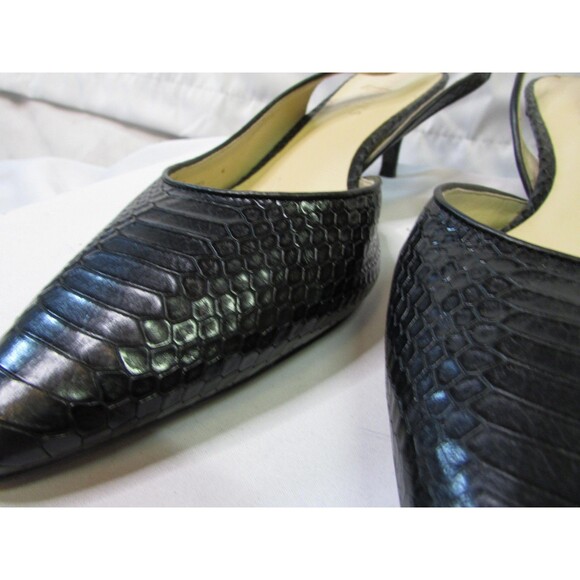 Talbots Shoes Womens Size 9.5M Darci3E Leather Slingback Heels Dressy Dark Blue - Picture 5 of 16